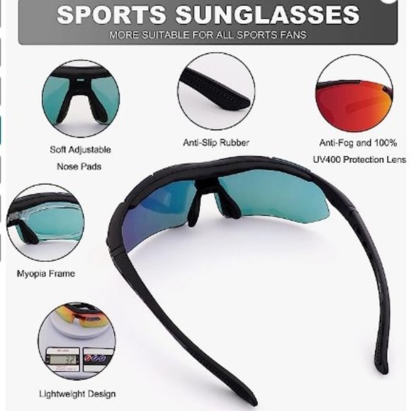 Unisex Polarized Sports Sunglasses + 5 Interchangeable Lenses - UV400 Protection main image 10